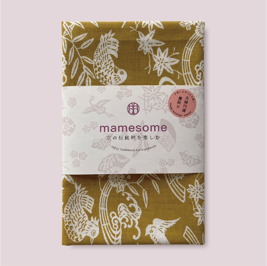 一色染め 手ぬぐい / 流水に小菊 カーキ