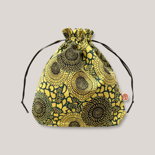 型染め きんちゃく L / 菊唐草