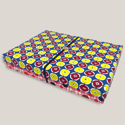 型染め ファブリックボックス L (A4サイズ) / 丸紋崩し × 水玉格子