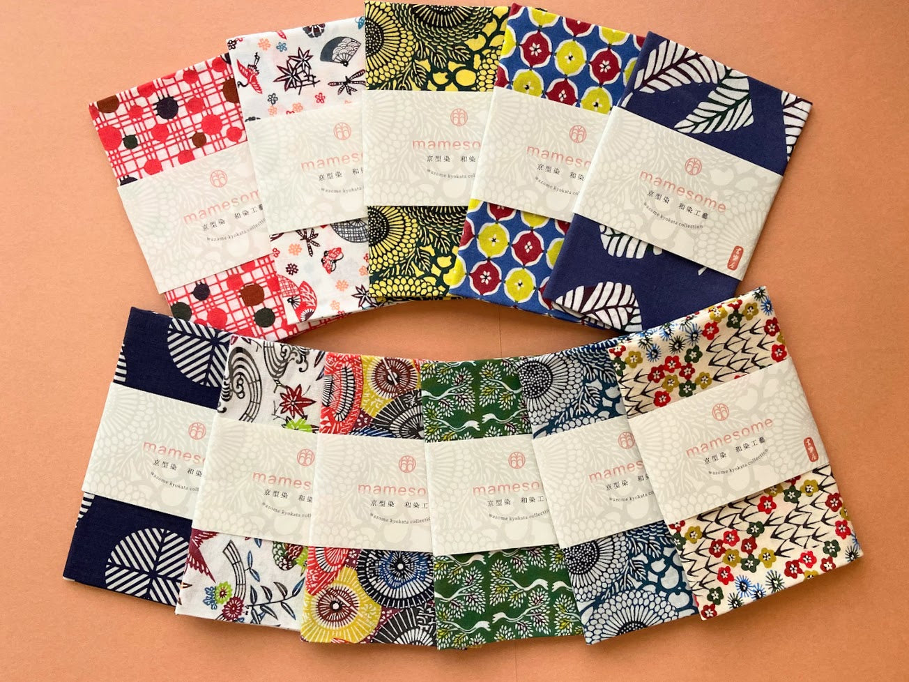 型染め 手ぬぐい / 蝶に扇面草花