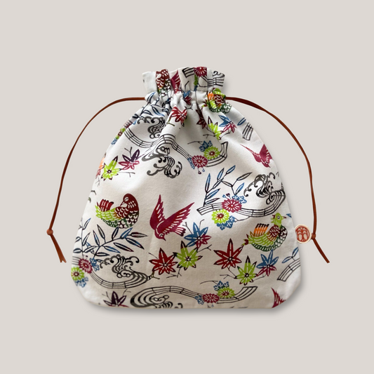 型染め きんちゃく L / 流水に小菊