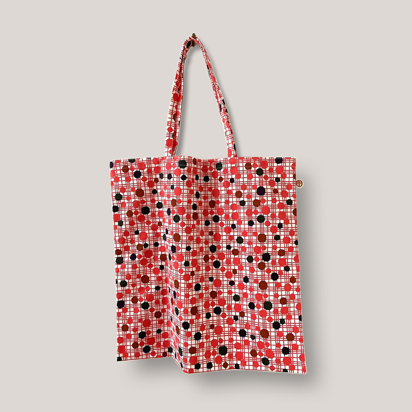 型染め トートバッグ / 水玉格子