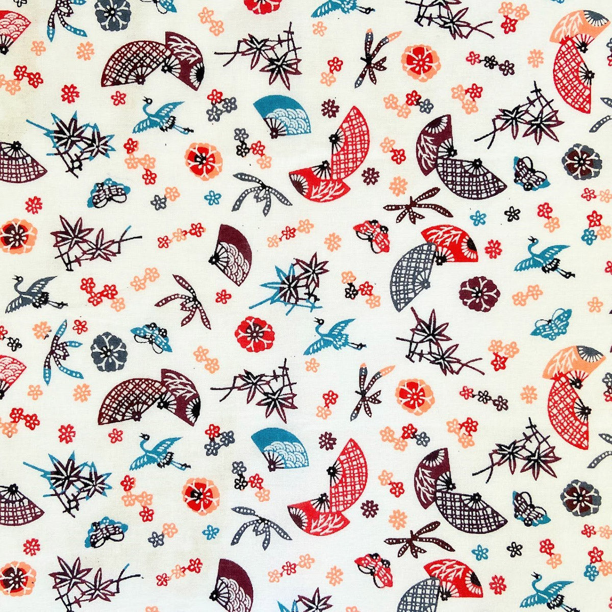 型染め 手ぬぐい / 蝶に扇面草花