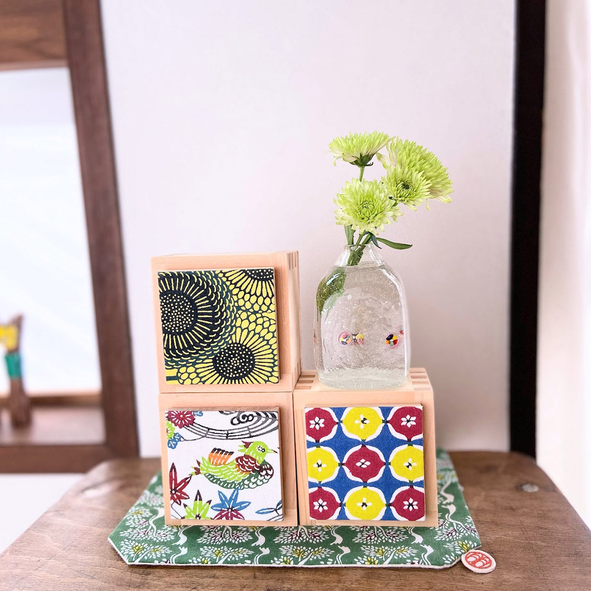 型染め ファブリックブロック / 菊唐草