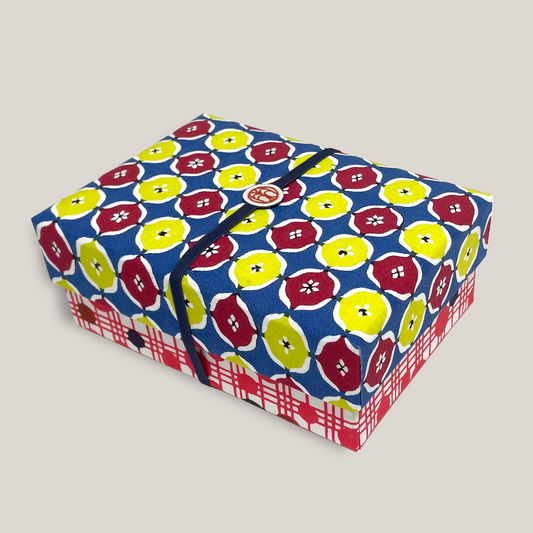 Fabric box M (postcard size) / round pattern broken × polka dot grid