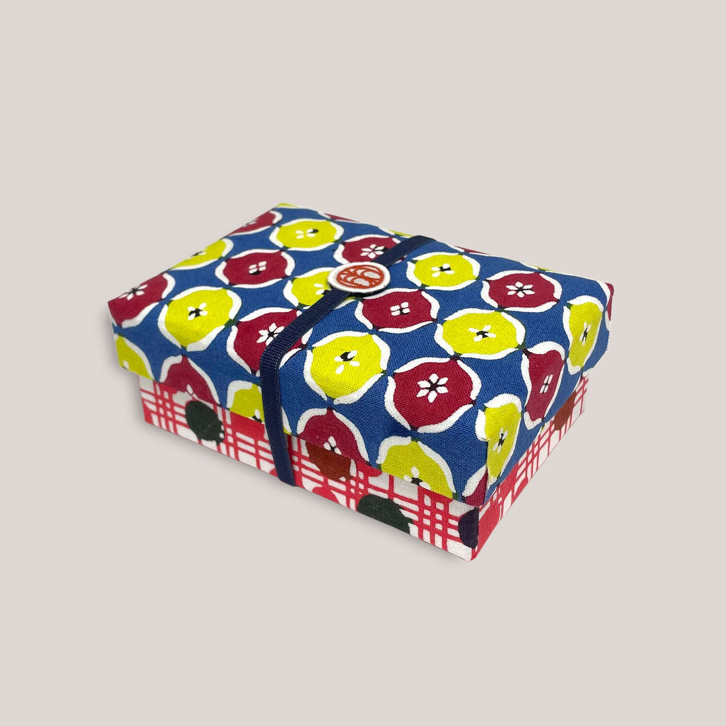 Fabric box S (business card size) / round pattern break x polka dot lattice